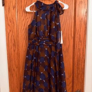 Eliza J Blue and Brown Halter Midi Dress